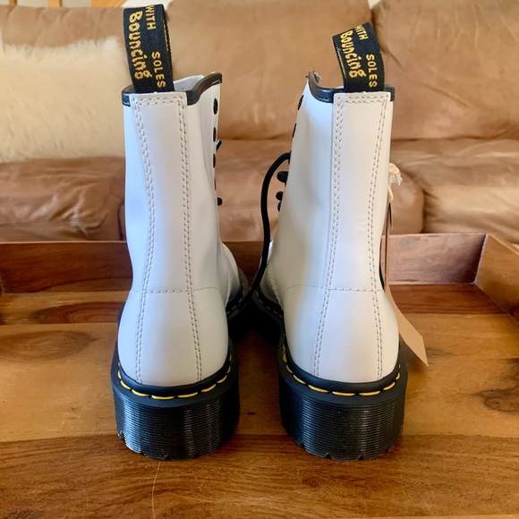 DR. MARTENS White Matte Leather Lace Up Boots - Picture 4 of 9